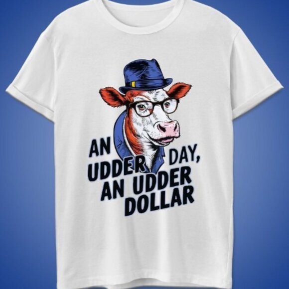 An Udder Day, An Udder Dollar Shirt, Cow Graphics Quote Shirt - Picture 1 of 5